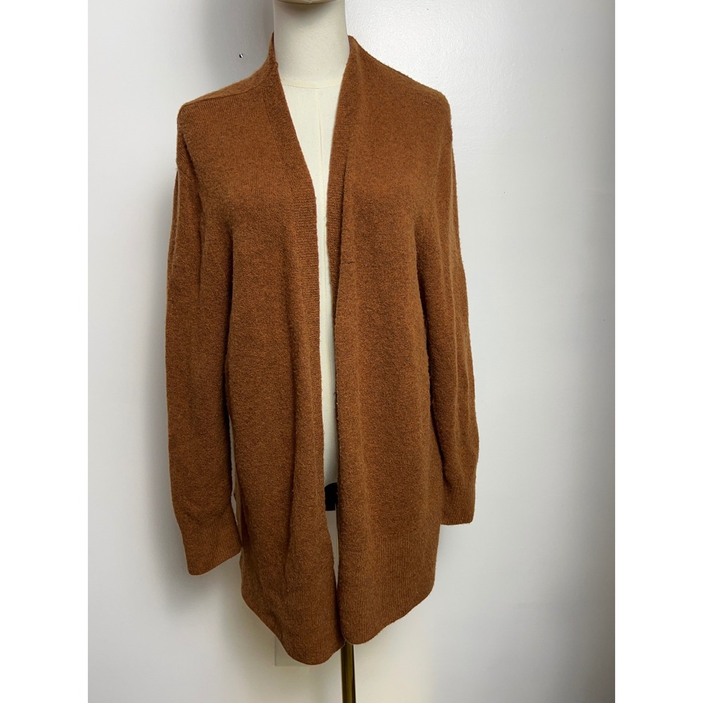 Madewell Women Open Front Cardigan Sweater Camel Brwn Lg Poly Merino Wool Alpaca